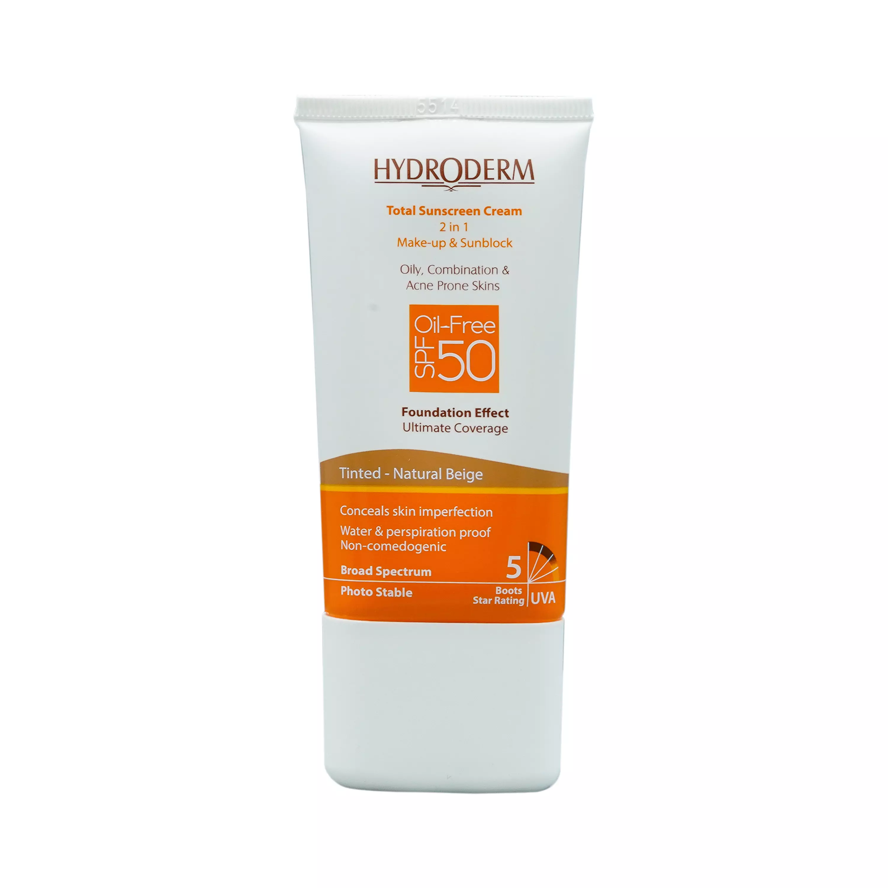 کرم ضد آفتاب کرم پودری SPF50 فاقد چربی بژ طبیعی هیدرودرم